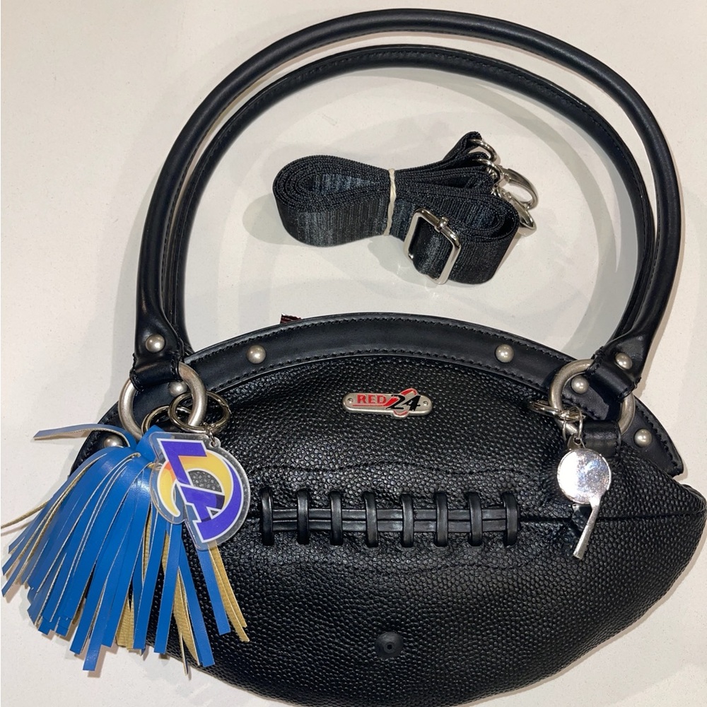 Rams black leather football purse